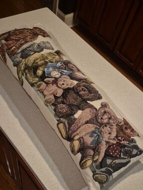 🧸 Vintage Dakotah Teddy Bear Tapestry Bolster Pillow (33"x12")